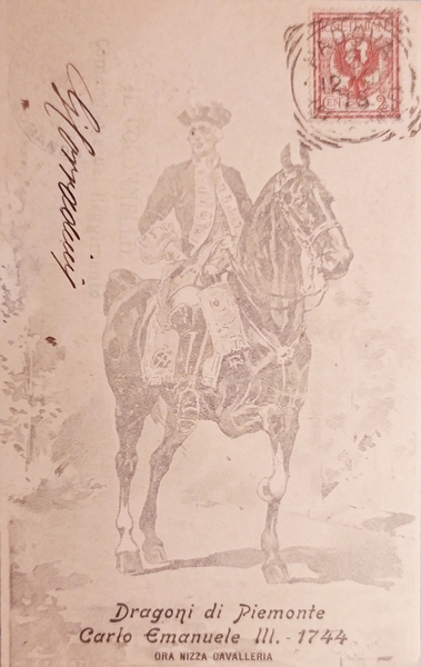 Cartolina - Militaria - Dragoni di Piemonte - Carlo Emanuele …