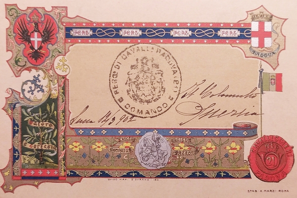 Cartolina - Militaria - 21^ Cavalleggeri di Padova - 1902