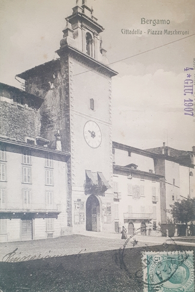 Cartolina - Bergamo - Cittadella - Piazza Mascheroni - 1907