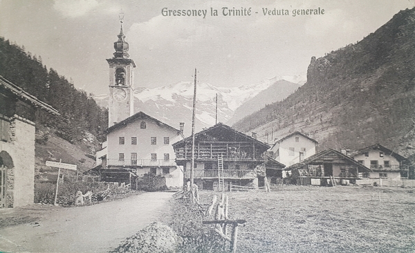 Cartolina - Gressoney La Trinitè - Veduta generale - 1908
