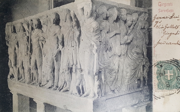 Cartolina - Girgenti Sarcofago di Fedra ad Agrigento - 1901