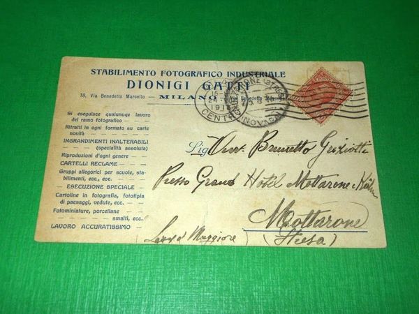 Cartolina Milano - Stabilimento Fotografico Industriale Dionigi Gatti 1913.
