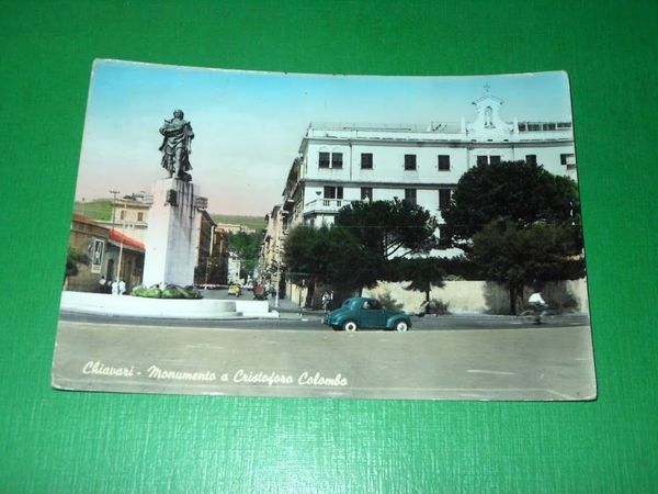 Cartolina Chiavari - Monumento a Cristoforo Colombo 1955 ca.