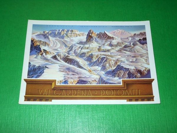 Cartolina Val Gardena sciistica - Dolomiti 1955 ca.