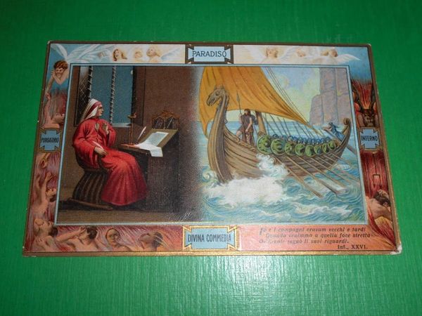Cartolina Dante - Divina Commedia - Il Viaggio d'Ulisse 1920 …