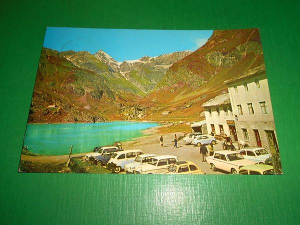 Cartolina Lago di Malciausia con Rocciamelone e Albergo Vulpot 1965.