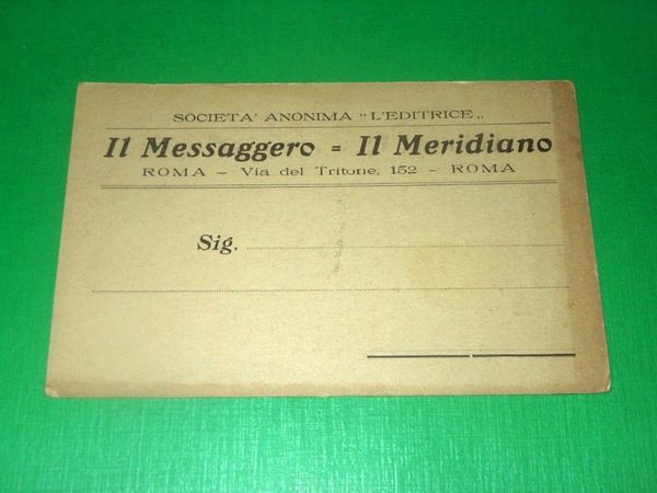 "Cartolina Pubblicità Società Amonima "L'Editrice" - Il Messaggero / Il …
