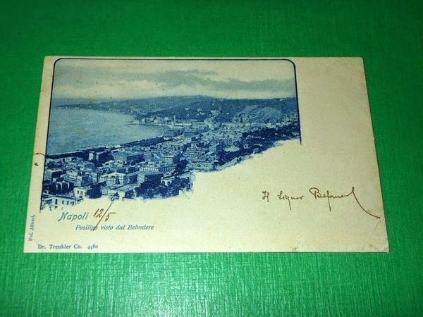 Cartolina Napoli - Posillipo visto dal Belvedere 1900.