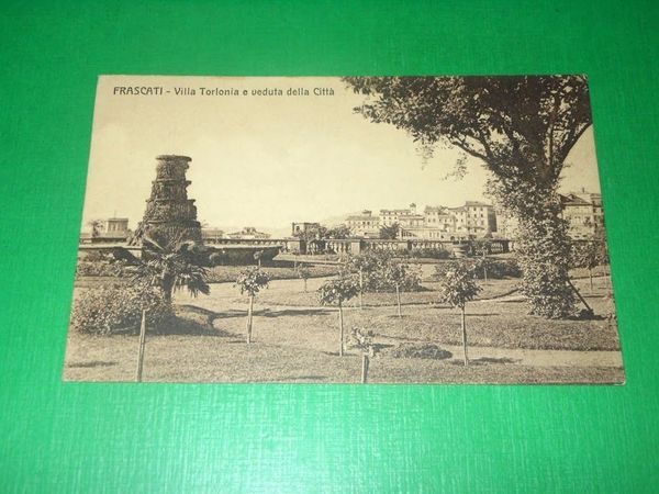 Cartolina Frascati - Villa Torlonia e veduta della Città 1910.