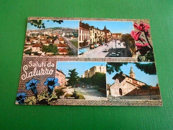 Cartolina Saluti da Saluzzo - Vedute diverse 1967.