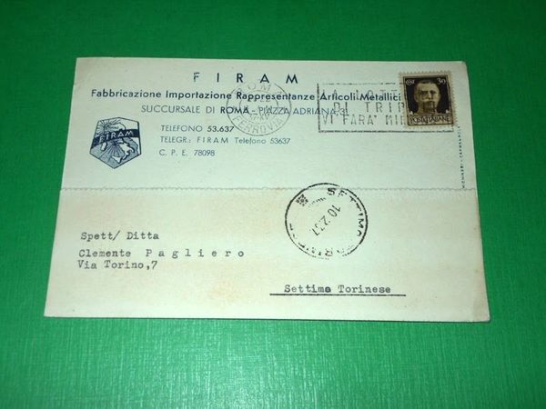 Cartolina Pubblicità - FIRAM Fabbricazione Importazione Articoli Metallici Roma