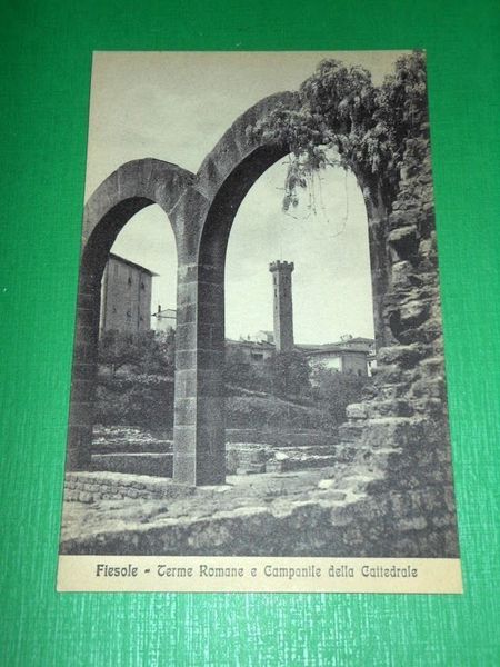 Cartolina Fiesole - Terme Romane e Campanile della Cattedrale 1920 …