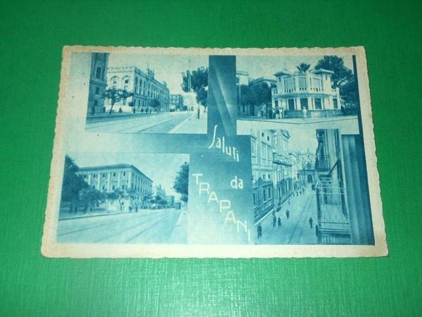 Cartolina Saluti da Trapani - Vedute diverse 1949.