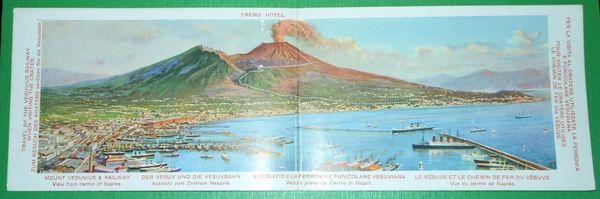 Cartolina doppia Napoli - Il Vesuvio e la Ferrovia e …