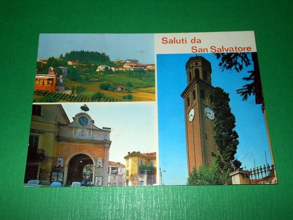 Cartolina San Salvatore Monferrato - Vedute diverse 1980.