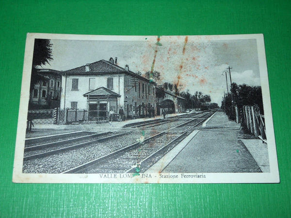Cartolina Valle Lomellina - Stazione Ferroviaria 1956.