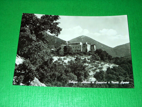 Cartolina Foligno - Abbazia di Sassovivo e Monte Aguzzo 1963.