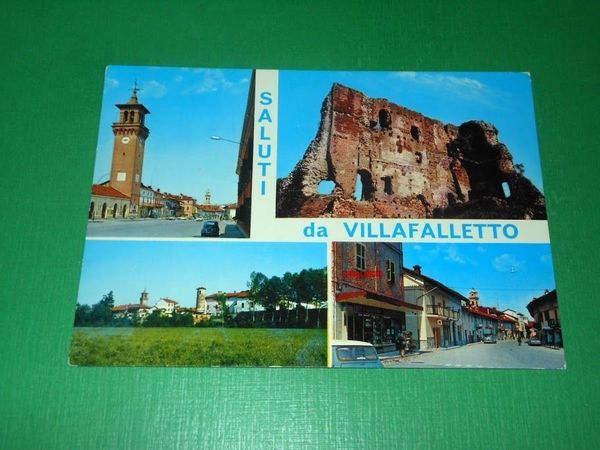 Cartolina Saluti da Villafalletto ( Cuneo ) - Vedute diverse …