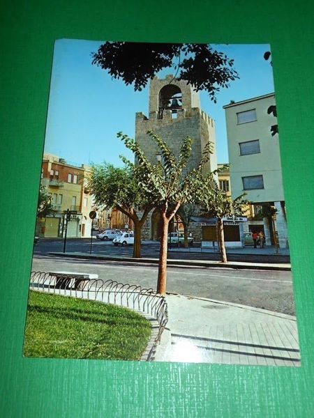 Cartolina Oristano - Piazza Roma e la Torre 1965 ca.