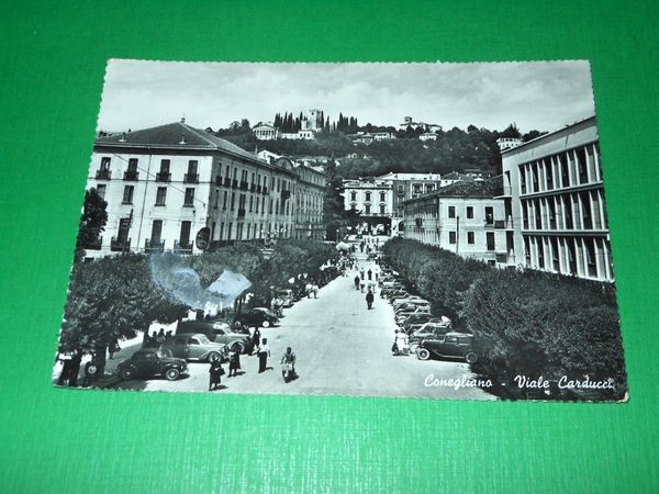 Cartolina Conegliano - Viale Carducci 1960.