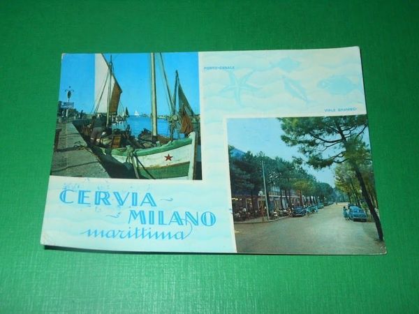 Cartolina Cervia - Milano Marittima - Porto Canale e Viale …