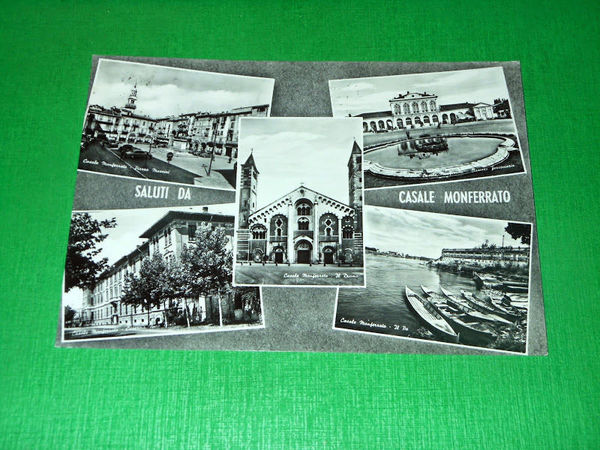 Cartolina Saluti da Casale Monferrato - Vedute diverse 1958.
