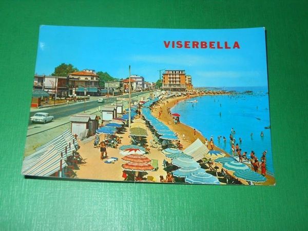 Cartolina Viserbella - La spiaggia 1965 ca.