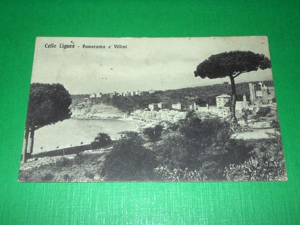 Cartolina Celle Ligure - Panorama e Villini 1925.