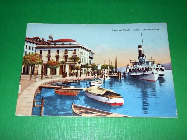 Cartolina Lago di Garda - Salò - Imbarcadero 1910 ca.