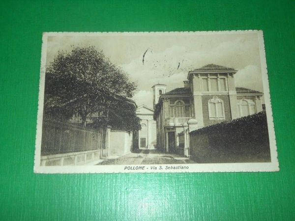 Cartolina Pollone - Via S. sebastiano 1924.