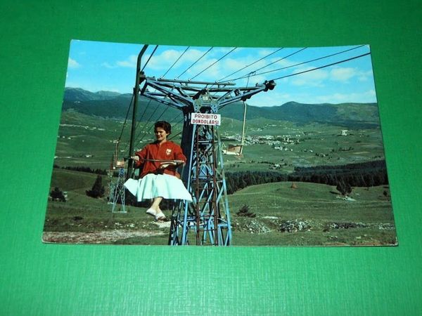 Cartolina Asiago - Seggiovia del Kaberlaba e panorama 1959.