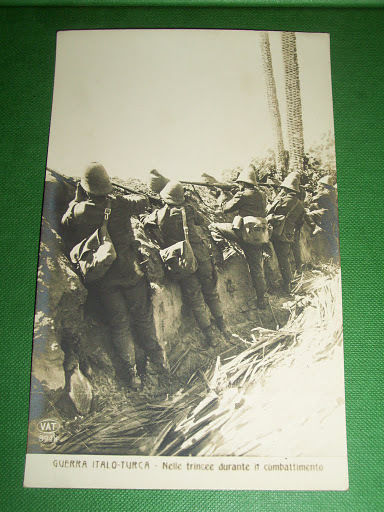 Cartolina Colonie Guerra Italo Turca - Nelle trincee durante il …