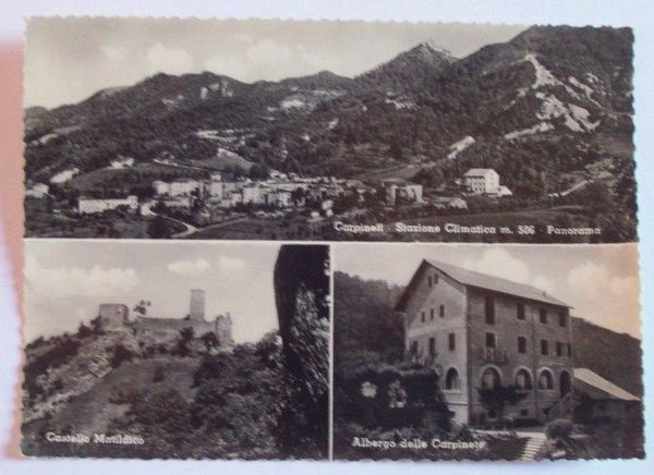 Cartolina Carpineto panorama e Albergo Carpinete 1957