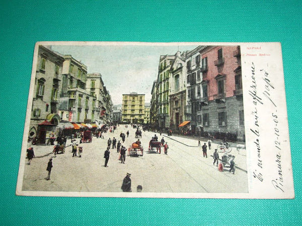 Cartolina Napoli - La Piazza Medina 1905
