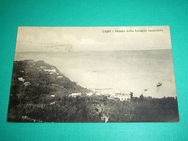 Cartolina Capri - Veduta dalla terrazza funicolare 1914.