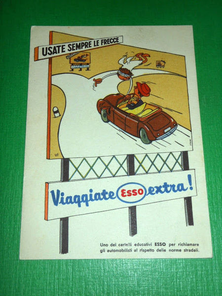 Cartolina Pubblicità Carburanti ESSO - Propaganda x la Sicurezza Stradale.