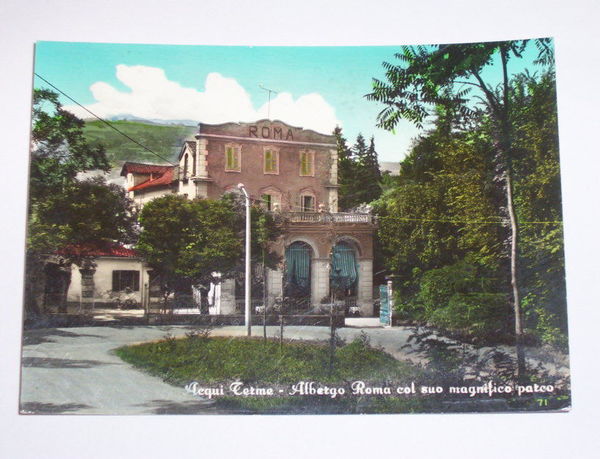 Cartolina Acqui Terme - Albergo Roma col parco 1968