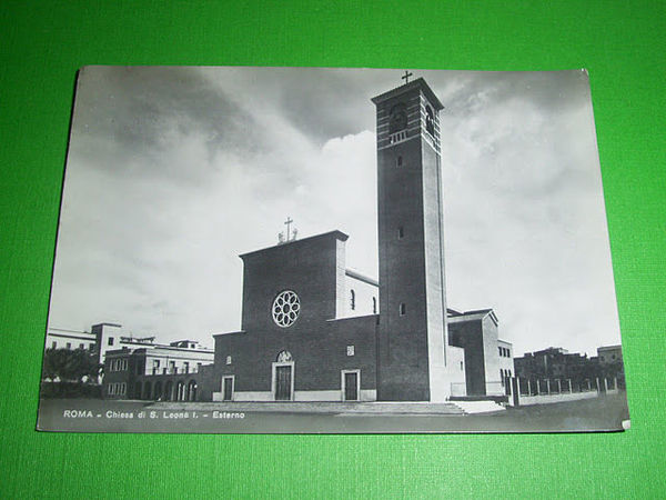 Cartolina Roma - Chiesa di S. Leona I (esterno) 1952