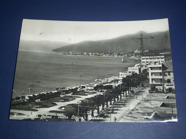 Cartolina Riviera delle Palme - Pietra Ligure - Giardini 1956.