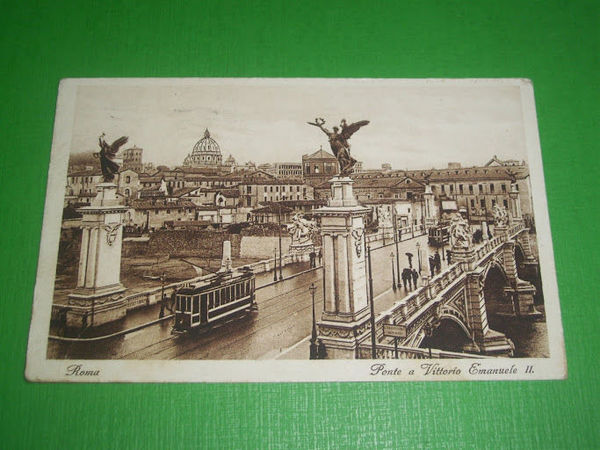 Cartolina Roma - Ponte a Vittorio Emanuele II 1928