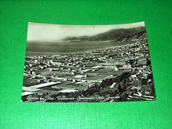Cartolina Vallecrosia - Panorama e Costa Francese 1955