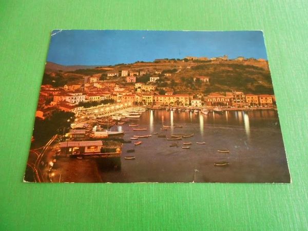 Cartolina Isola d' Elba - Porto Azzurro do notte 1973
