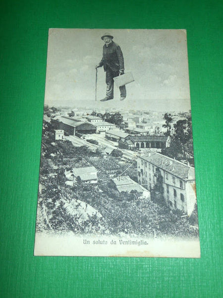 Cartolina Un saluto da Ventimiglia - Scorcio panoramico 1922