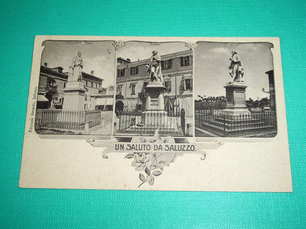 Cartolina Saluzzo ( Cuneo ) - Vedute diverse 1908.