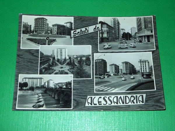 Cartolina Saluti da Alessandria - Vedute diverse 1965