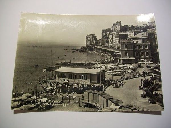 Cartolina Pegli - Club Vela e spiaggia 1956.