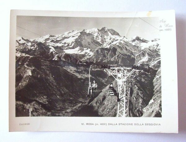 Cartolina Alpi di Mera - M. Rosa - Panorama 1950.