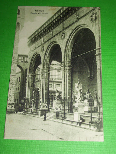 Cartolina Firenze - Loggia dei Lanzi 1922.
