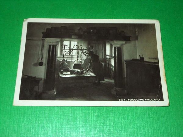 Cartolina Costumi Friulani e Carnici - Focolare friulano 1935