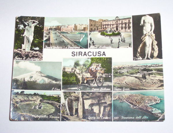Cartolina Siracusa - Vedute diverse 1957.